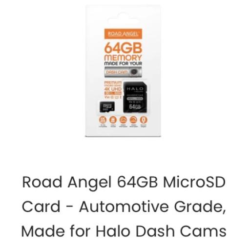 Road Angel 64GB Micro SD Card - Automotive Grade, Made for Halo Dash Cams