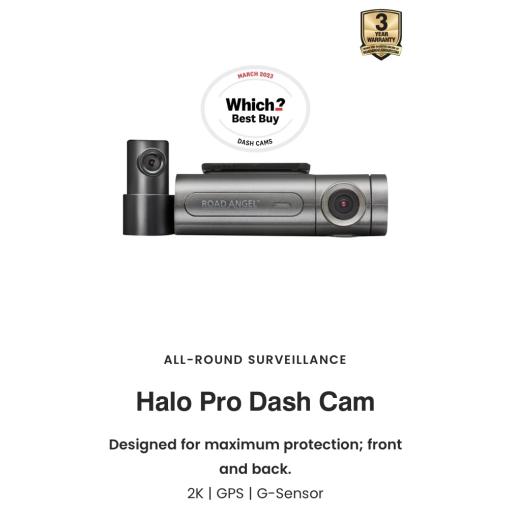 HALO PRO DASH CAM  designed for maximum protection; front and back 2K -GPS- G-sensor